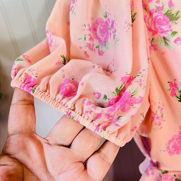 Love Shack Fancy Sz 10 Target Fleur Pink Floral Ruffled Midi Dress Boho 0834 - Picture 4 of 14